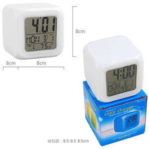Home desktop LED 7 colori orologio multifunzione calendario perpetuo suono naturale sveglia elettronica - Product Image 6