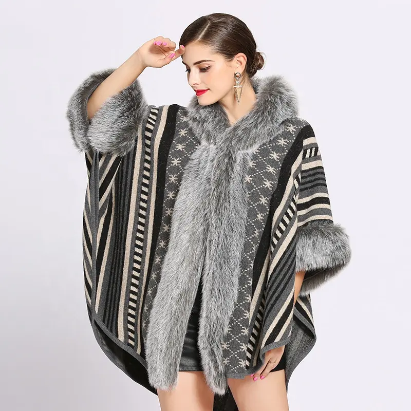 2020 diretta della fabbrica autunno inverno nuovo delle donne del faux del coniglio del rex collo di pelliccia con cappuccio in maglia scialle