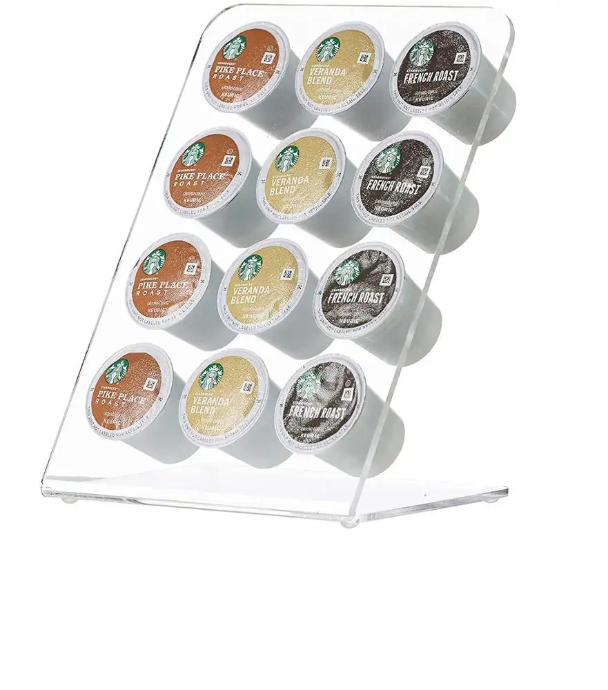 Porte-capsules de café en acrylique transparent 12 trous personnalisé Porte-gousses de café en acrylique pour les cafés