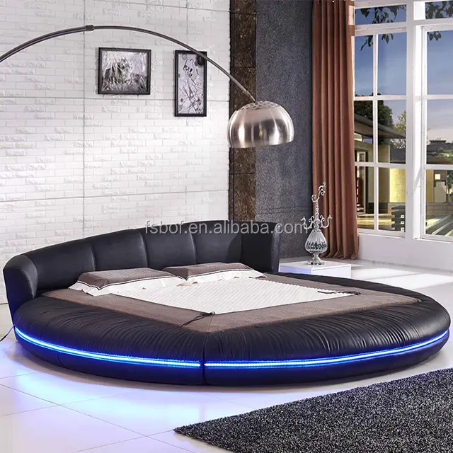 Mobiliário do quarto usado barato moderno cama redonda design camas rotativas a601