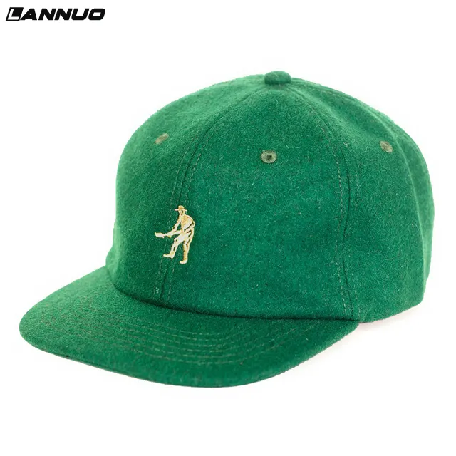 Wool unconstructed leather strap snapback baggy green cap for sale