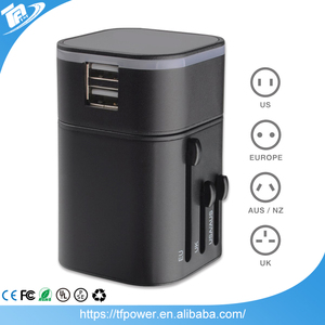 TPF Adaptador De Viagem <span class=keywords><strong>com</strong></span> 2 Portas <span class=keywords><strong>USB</strong></span> All in One Adaptador Universal Plug Carregador de Mais de 150 Países