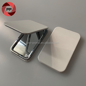 定制批发白色矩形PU皮革空白折叠化妆镜 - Product Image 1