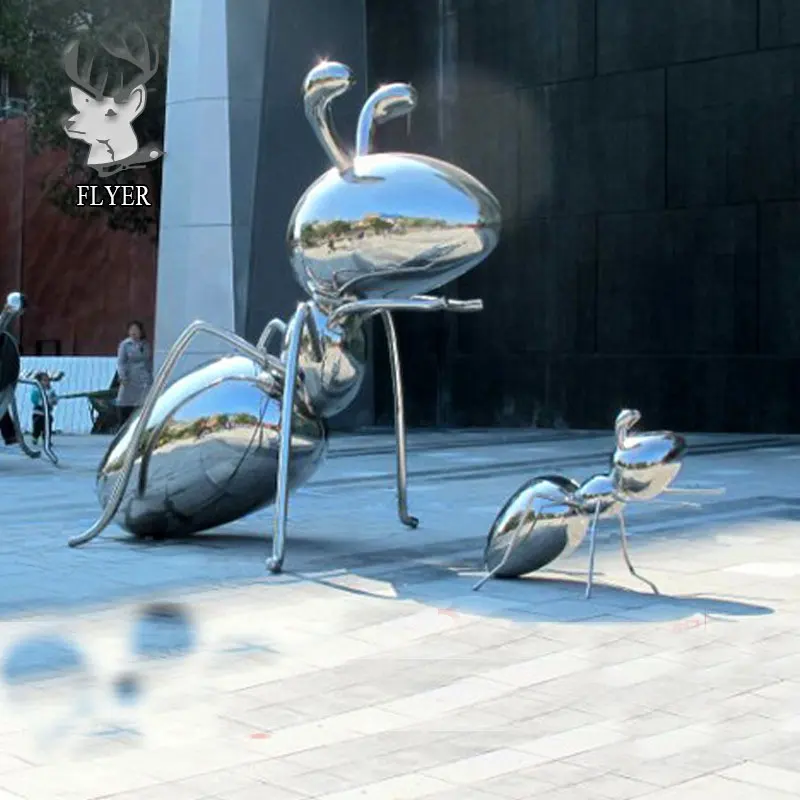Outdoor große edelstahl ant statue moderne tier metall skulptur