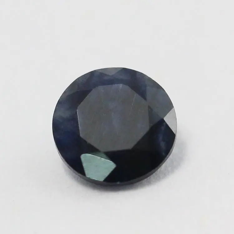 Piedra de zafiro negro de piedra preciosa natural cortada a máquina de forma redonda al por mayor para hacer anillos