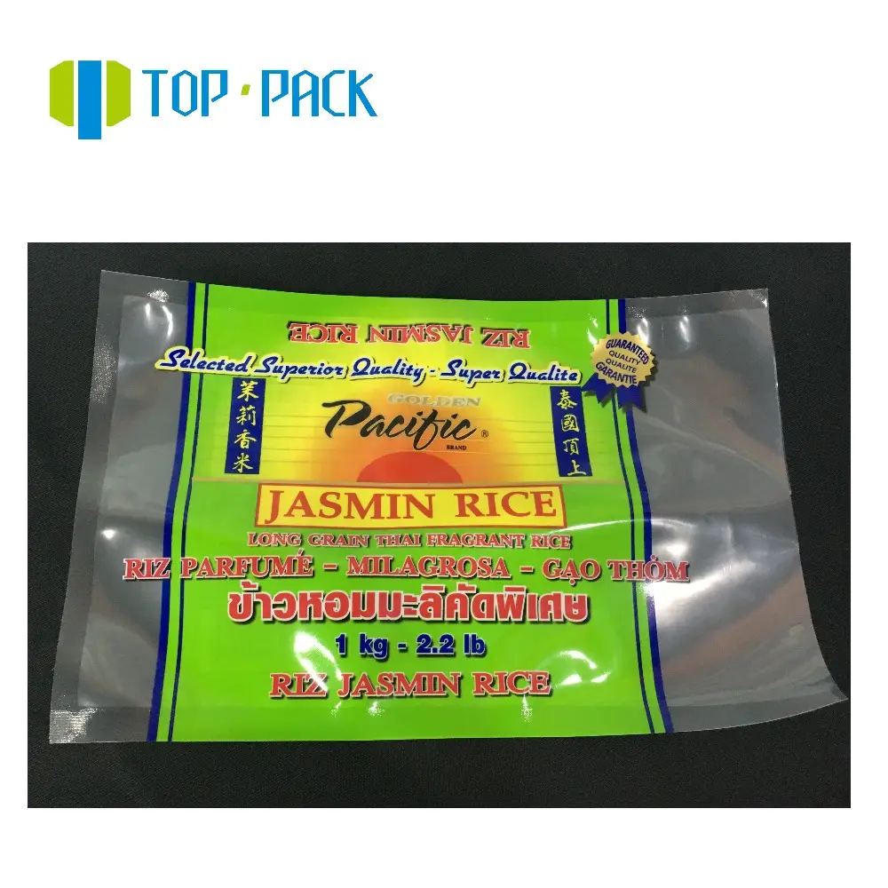 Saco de empacotamento de nylon impresso personalizado, saco de empacotamento do nylon do vácuo de alimentos para o arroz, 1kg, 2kg, 5kg