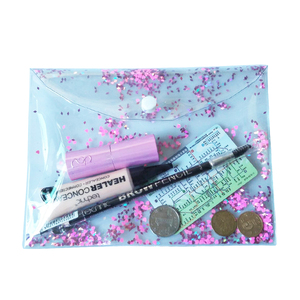 <strong>New</strong> Products Nice Looking PVC Clear Glitter Makeup Bag Cosmetic <strong>Pouch</strong> with Snap Button Closure - Product Image 1