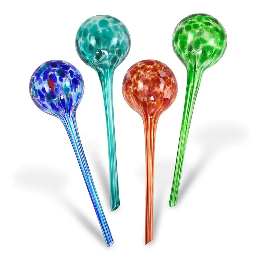 Conjunto de vidro de 4 Planta De Vidro Lâmpadas Rega picos auto Globos Rega Jardim Bola de gotejamento De Água Para Planta Potted aqua globos