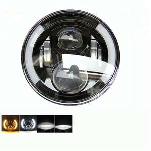 ลูเมนสูงรถจักรยานยนต์ Led ไฟหน้าสูงต่ำคานสีดำออก7 ''50W 12V 7นิ้ว Led ไฟหัว