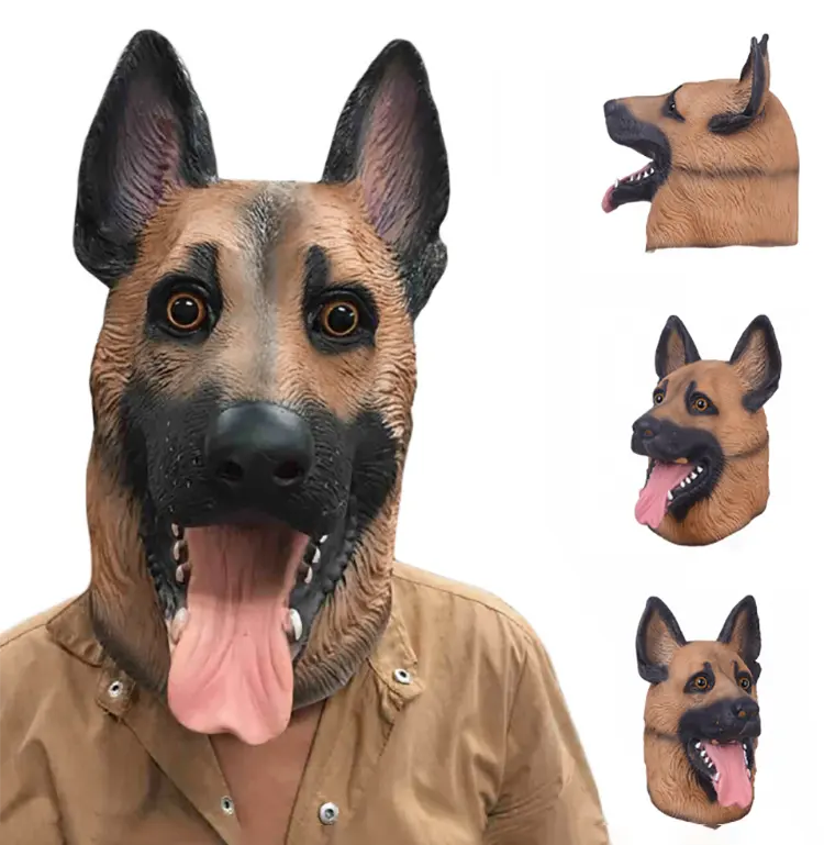 Halloween de látex de cara completa perro máscara para mascarada fiesta