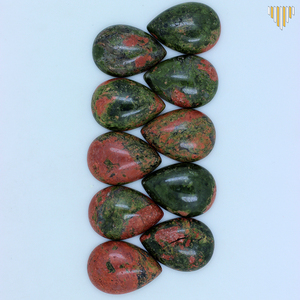 Wholesale Natural Polished Drop Shape Unakite Loose Gemstone <strong>Cabochon</strong> - Product Image 2