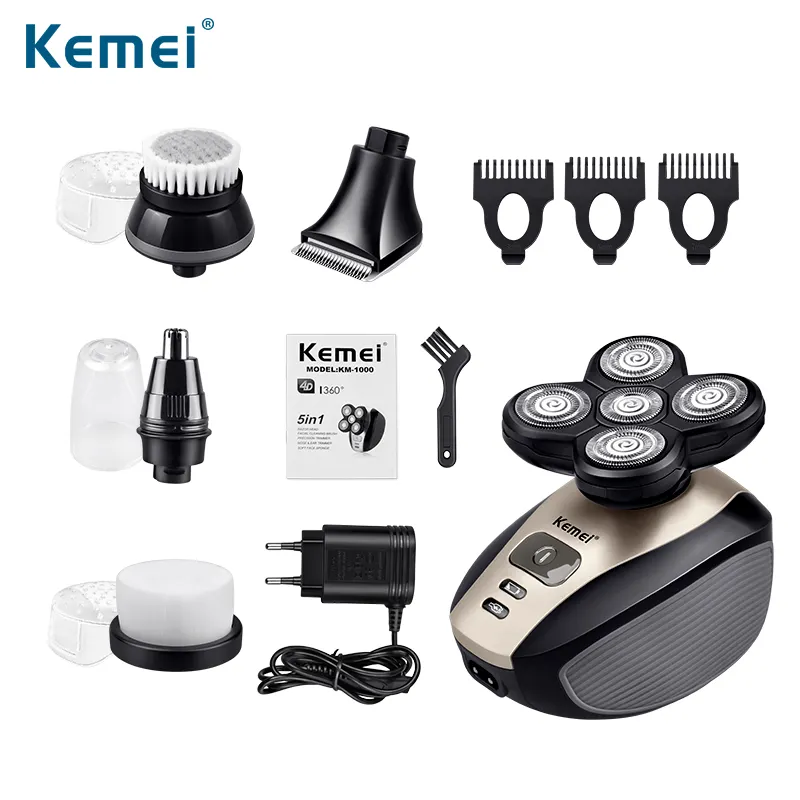 Kemei KM-1000 rasoio elettrico 5 in 1 Multifunzionale degli uomini Rasoio per Gli Uomini del corpo rasoio All'ingrosso