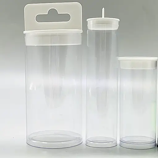 Tube cylindrique en plastique Transparent avec couvercles, boîte-cylindre en PVC clair pour t-shirt avec logo personnalisé imprimé