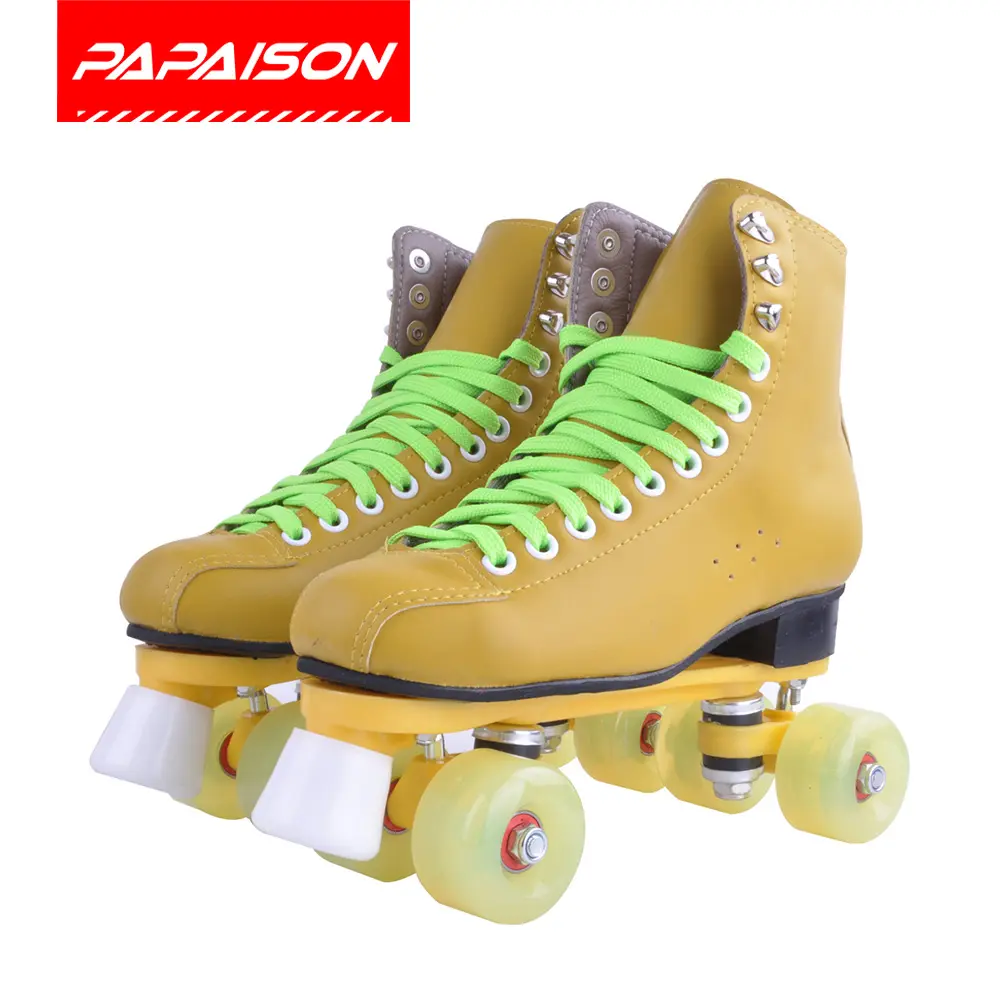 Rodas de couro pu de camada dupla, atacado, durável, camada dupla, profissional, cobertura de gelo, patins de rolo quad para aluguer