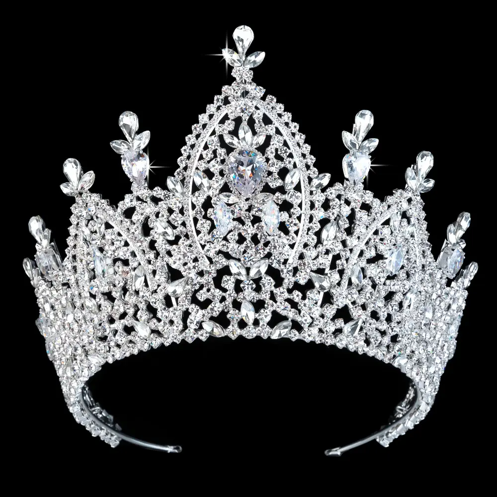 Echsio Donne di Strass Tiara Corona di Cristallo di Cerimonia Nuziale del Commercio All'ingrosso di Gioielli Da Sposa accessori per Capelli Per La Regina Ha Garantito Corona BC3200