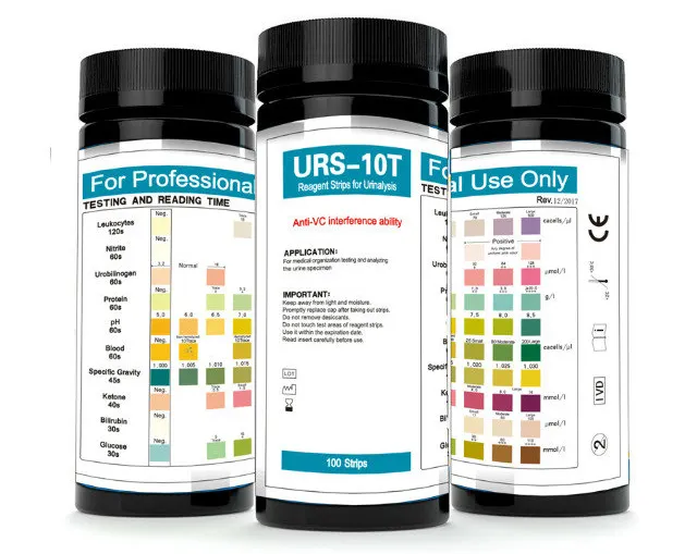 Tiras de teste de urina 10 parâmetros de glicose da proteína do ph da nitrite cetona no sangue... URS-10T