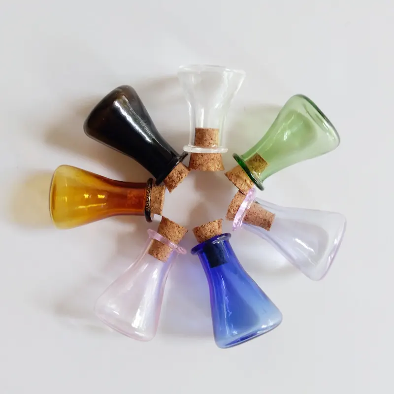 Mini tarro de cristal colorido, frasco pequeño de los deseos, decoración del hogar, botella de almacenamiento, colgante, collar, botella de vidrio con corcho