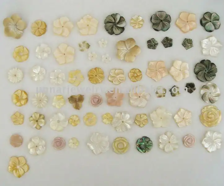 मोती की माँ नक्काशीदार फूल खोल विभिन्न आकार