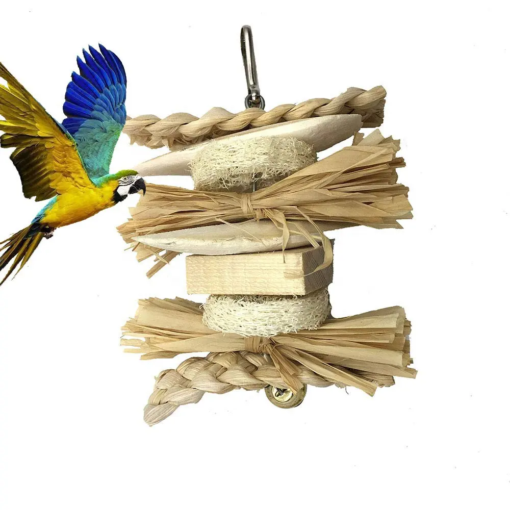 นกของเล่นนกแก้วใบข้าวโพดปลาหมึกกระดูก Chewing Loofah หญ้าผ้าไหมสัตว์เลี้ยง Bird Cage อุปกรณ์ตกแต่งของเล่น