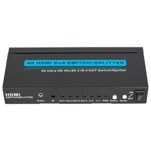 Alta calidad 4K 60Hz 2x4 para divisor de interruptor HDMI Caja de metal con manual de usuario y fuente de alimentación Divisores y convertidores de video