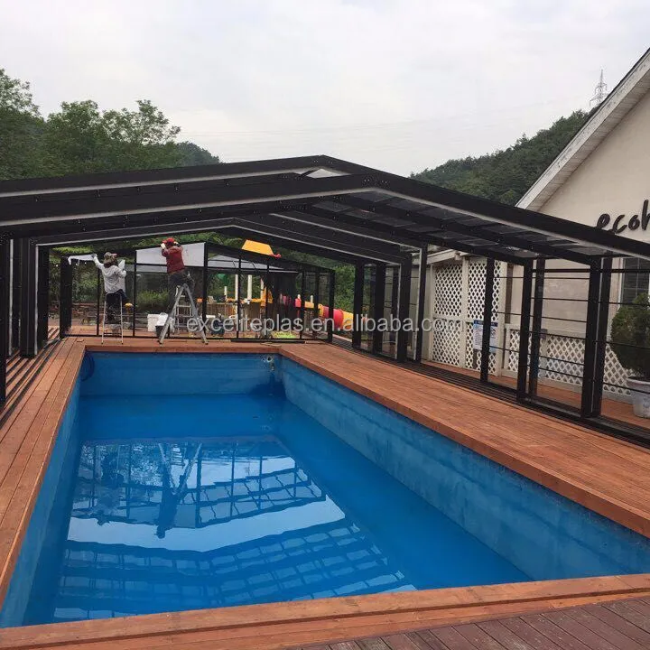 Clôture télescopique de piscine, cadre en aluminium, feuille en polycarbonate, couvercles de toit pour protection de la sécurité des enfants, nouvelle collection