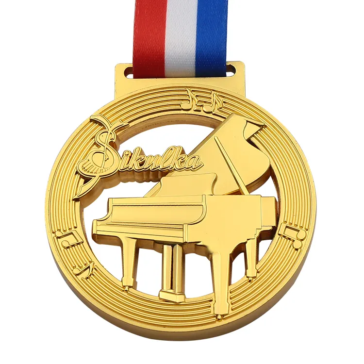 Machine à faire votre propre logo Design Médaille de musique de sport en vrac en métal avec ruban de rayonne pour médaille