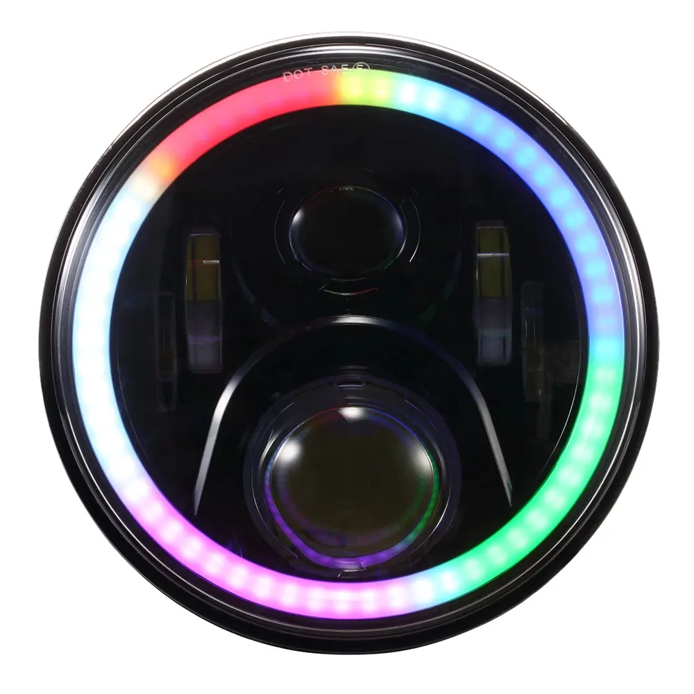 2019 Newest 7 inch rgb led headlight angel eye projector headlights APP control 7" RGB car led headlight