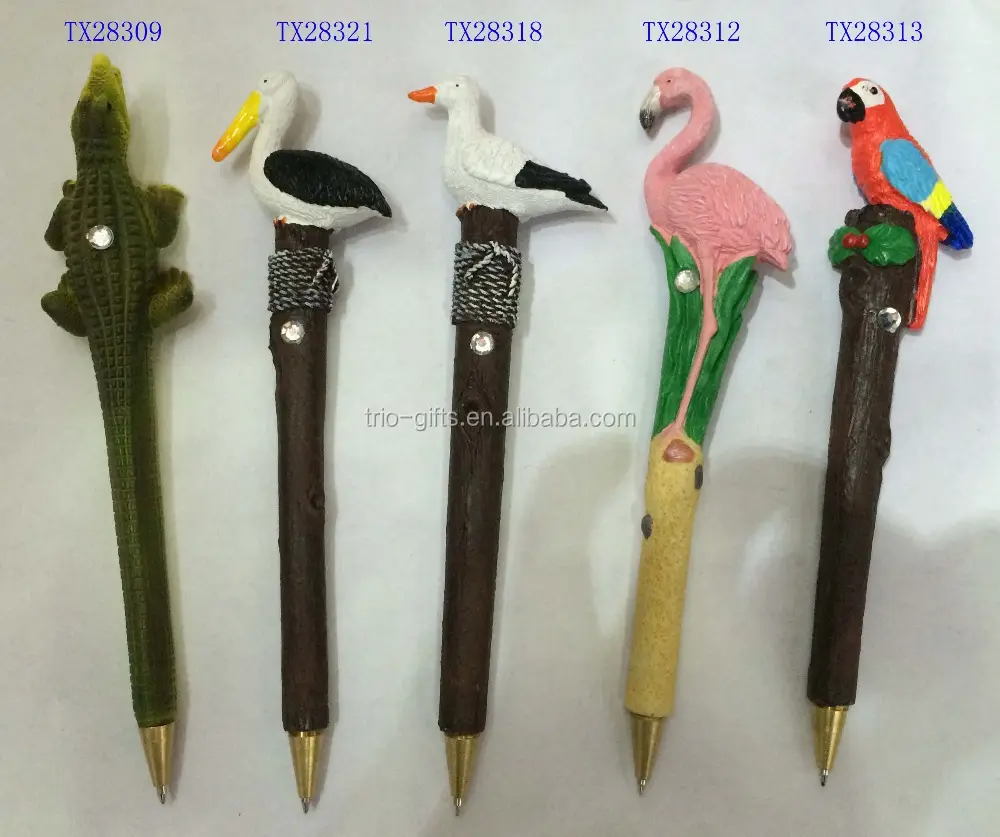 Polyrésine animal oiseau perroquet stylo