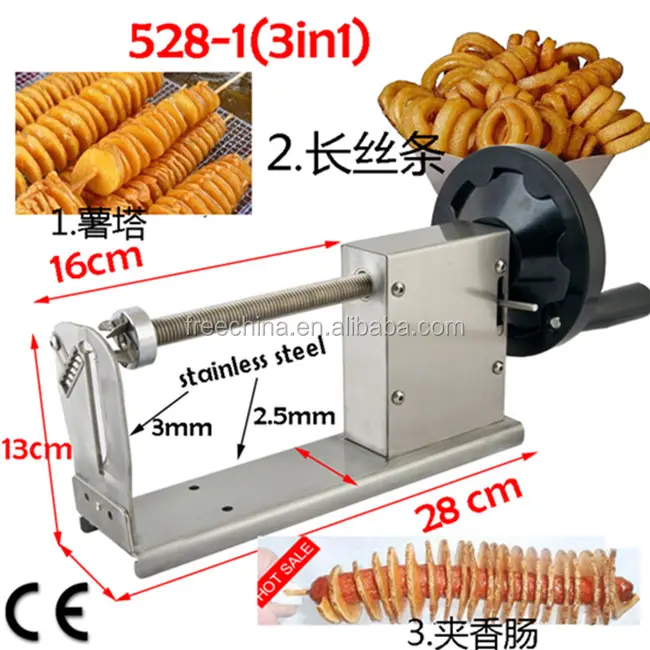 Máquina de batatas torcida/em camadas batatas fritas fazendo máquina preço/fatiador de batata elétrica