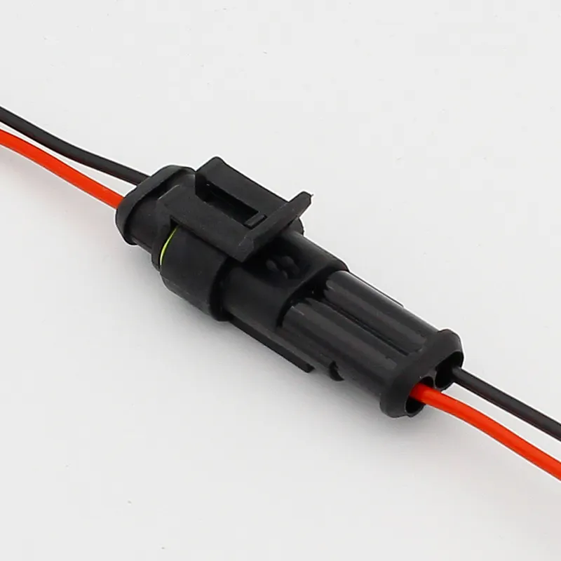 Conector de fio elétrico à prova d'água, 2 pinos, vedados via automática, com cabo