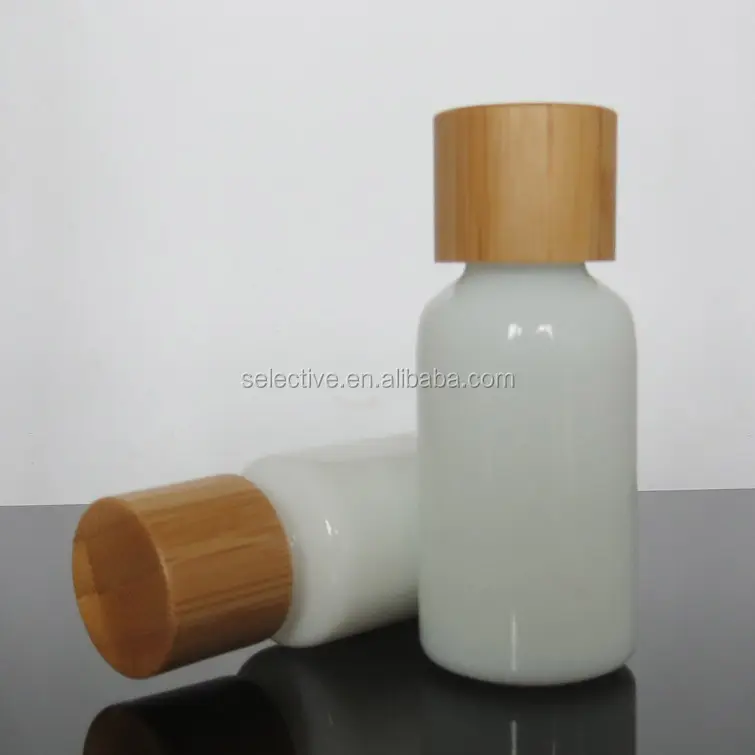Frasco de bambu branco 5ml, 10ml, 15ml, 20ml, 30ml, 50ml, perfume de luxo, óleo essencial, garrafa de vidro
