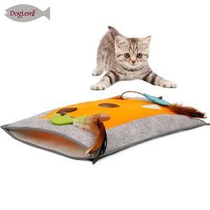 インタラクティブな猫のおもちゃフェルト猫の楽しいマットペットの猫がカサカサのトンネルのおもちゃを再生