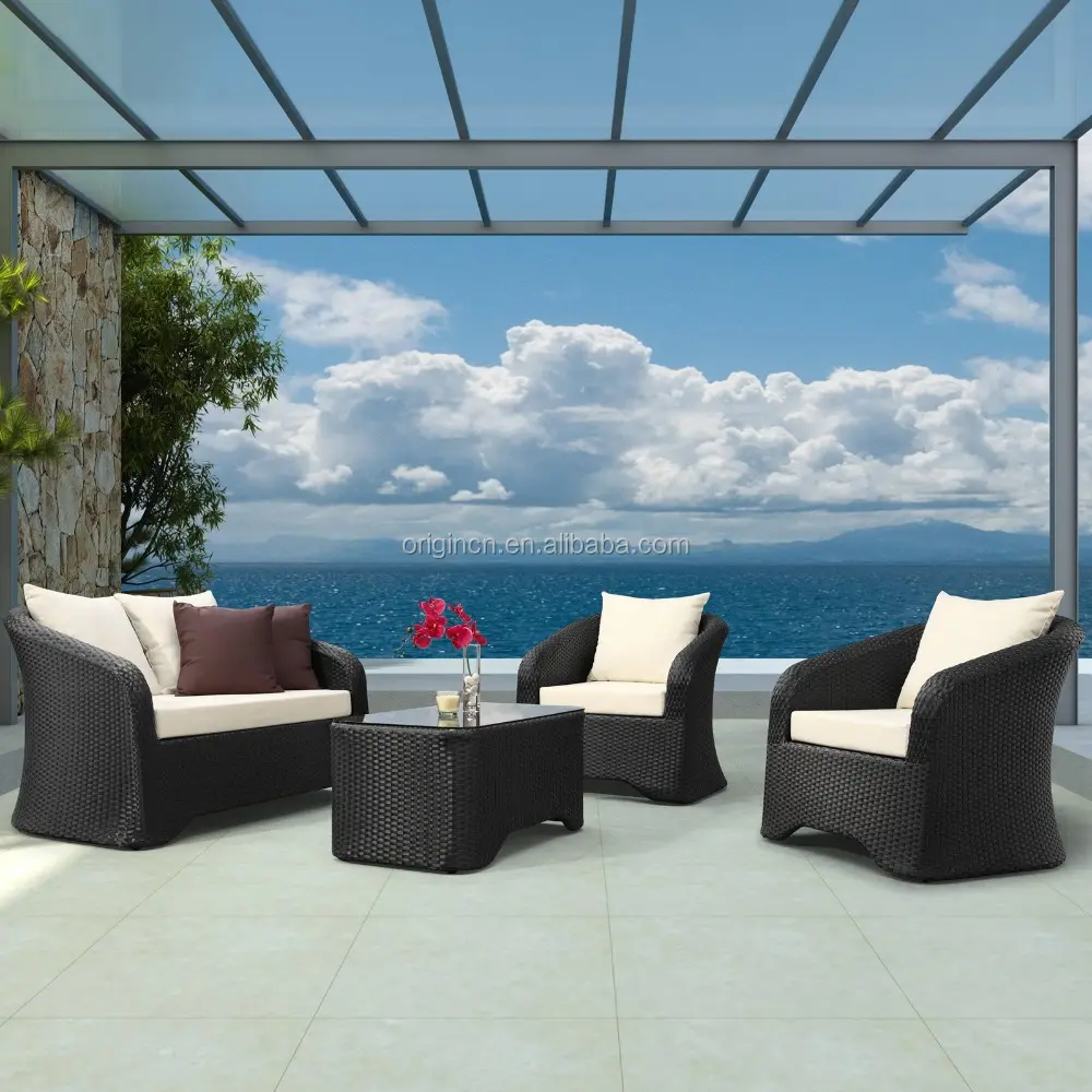 Hot sale 4 seater home wicker patio leisure sofa set rattan furniture philippines