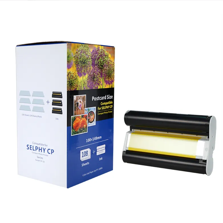 Selphy Photo Paper Digital Photo for Cp1000 High Glossy Waterproof Compatible Kp 108in Photos Printing 4 Colors PT-108IN 36*3