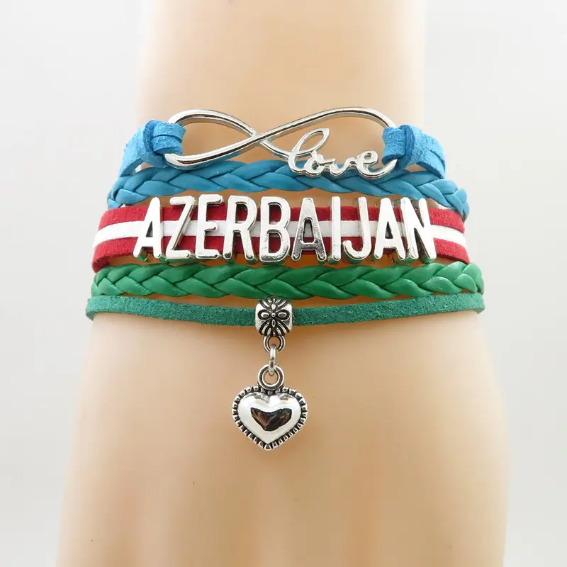 Unendlichkeit Liebe Aserbaidschan Armband Herz Charme Aserbaidschan National flagge Armbänder