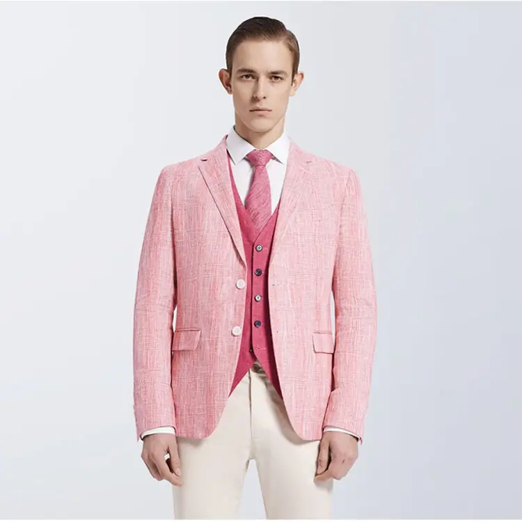 Blazer informal de lino para hombre, traje italiano personalizado, con estampado de imágenes, 100%