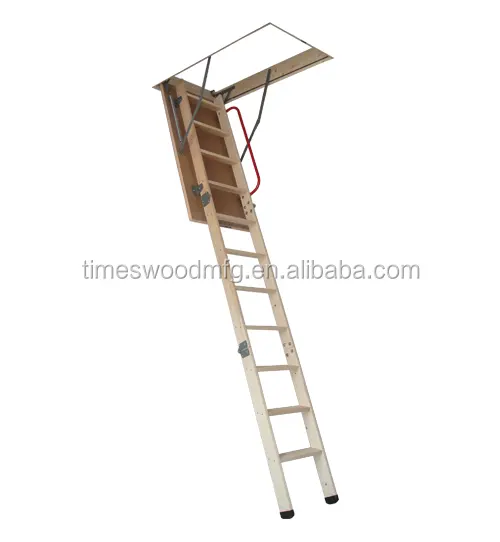 Elegante escalera plegable de madera para Loft