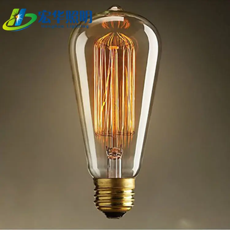 Ampoule à filament ambre Edison, vintage, E27, 40W, ST64