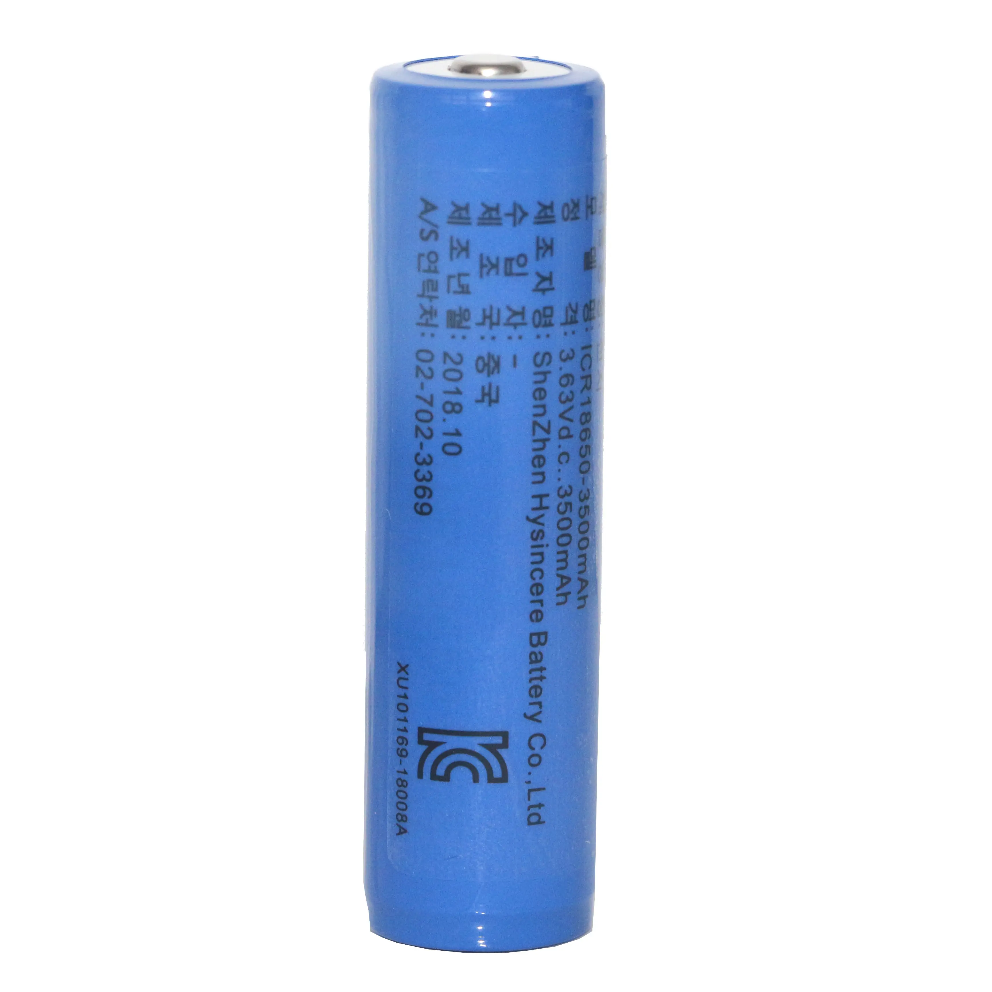 High capacity rechargeable 3500mAh KC/IEC62133/UN38.3/MSDS 18650 lithium battery 3.7v 18650 li ion battery 18650 battery kc