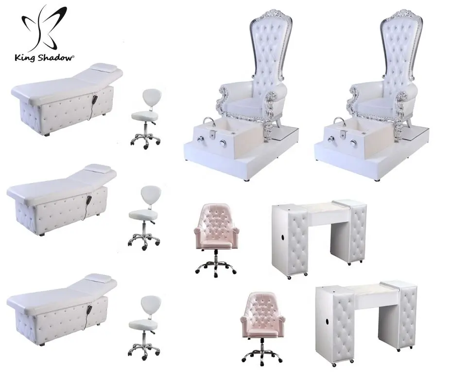Conjunto completo de MESA DE MANICURA, silla de pedicura, equipo de salón de lujo