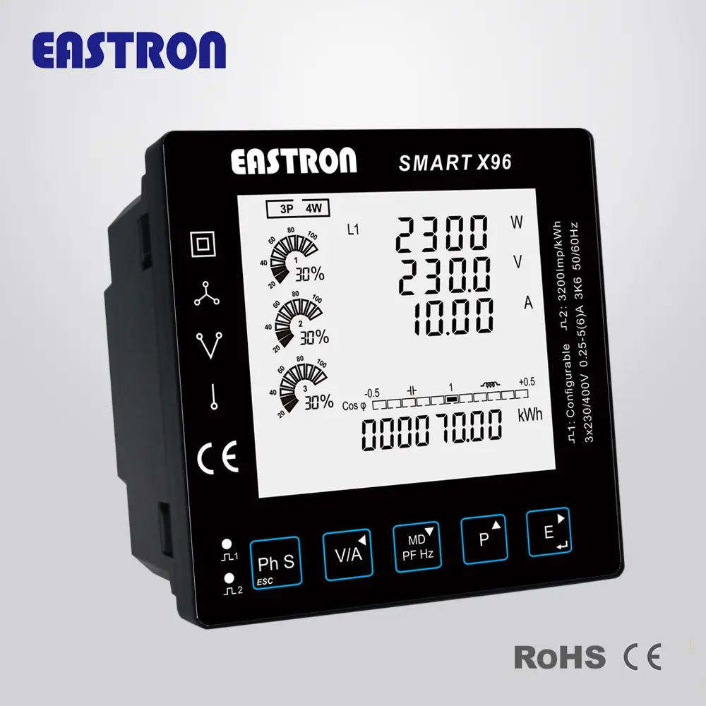 X96-1 Berkualitas Tinggi 3 Fase Smart Power Meter Rs48, Kabel Mudah dengan RJ12 CT , Modbus Energy Analyzer