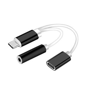 USB סוג-C כדי 3.5mm שקע AUX אוזניות אודיו ספליטר ממיר מתאם כבל