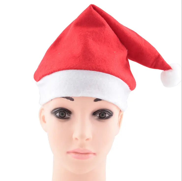 Высокое качество, логотип на заказ, плюшевая отделка, бархатная шапка Санта, Рождественская шапка