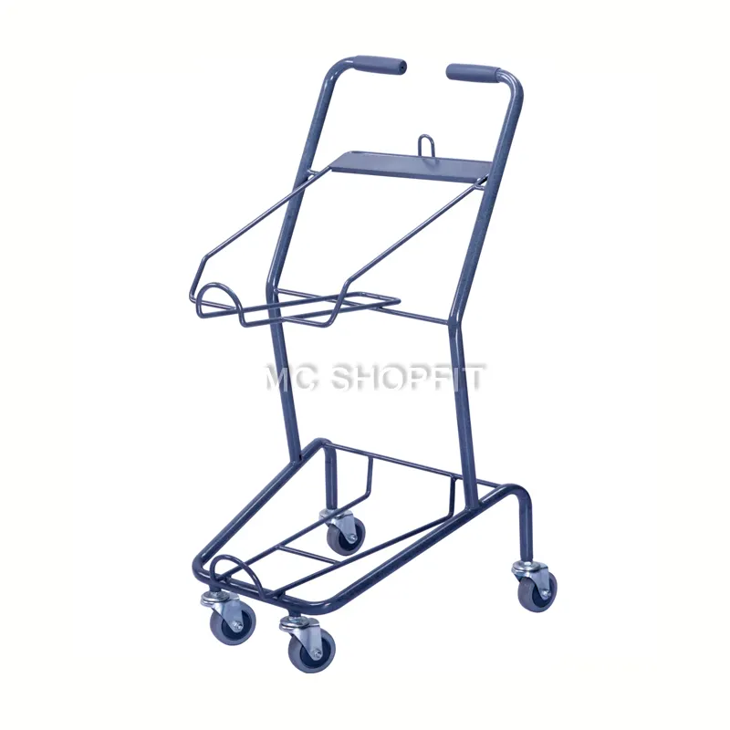 Dual baskets Shopping trolley Supermarket plastic basket cart for shopping