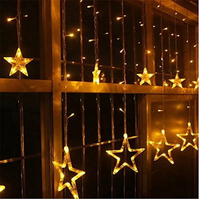 Cortina led de cristal, corda, para áreas externas, estrela, natal, decoração, cortina de teto, cachoeira, luzes led