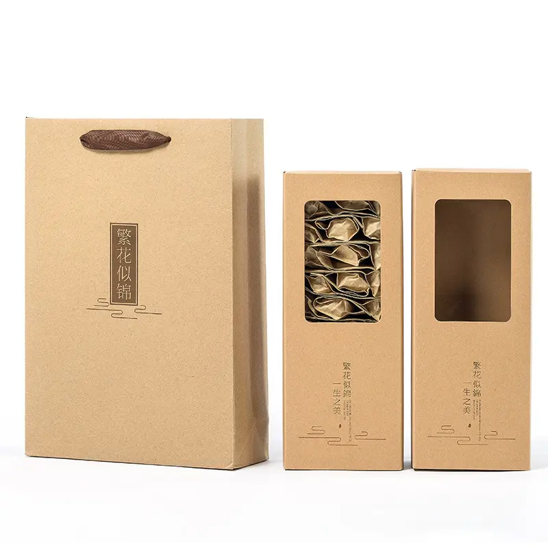 SENCAI personnalisé moins cher impression papier kraft biodégradable sac à thé cadeau boîte d'emballage avec fenêtre transparente