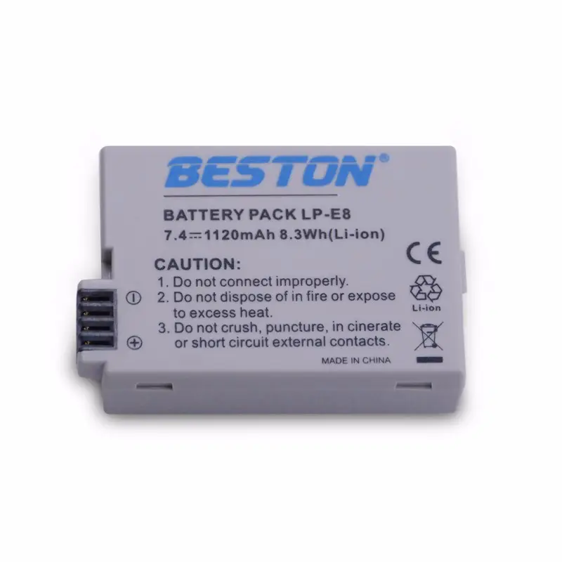 BESTON 7.4V 1120mAh استبدال LP-E8 بطارية ليثيوم قابلة للشحن كاميرا رقمية T5i T4i T3i T2i EOS 550D 6000D 650D 7000