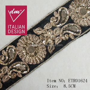 מוצר חדש פאייטים פרח עם לקצץ זהב lurex