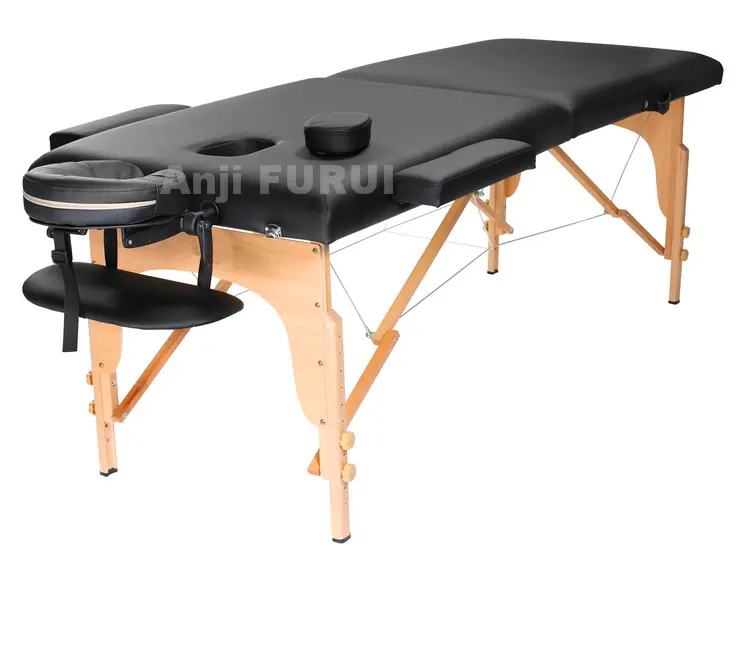 Cama de masaje plegable profesional con estuche de transporte, cama de masaje portátil de SPA de madera, cama de acupuntura