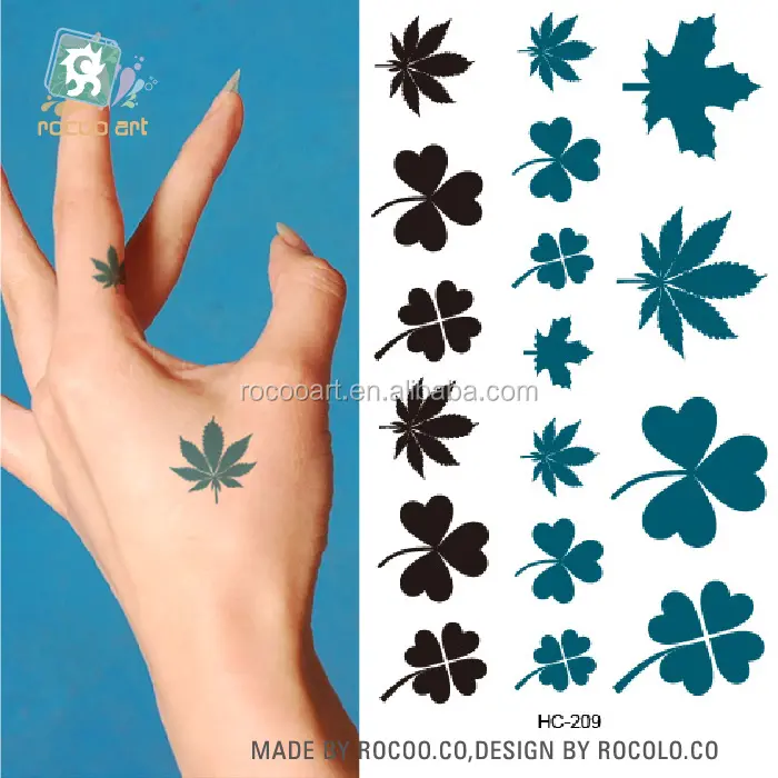 HC-209/más de moda de la belleza cuerpo tatuaje temporal pegatinas impermeable pequeño de cuatro hoja trébol flor tatuajes temporales 2016